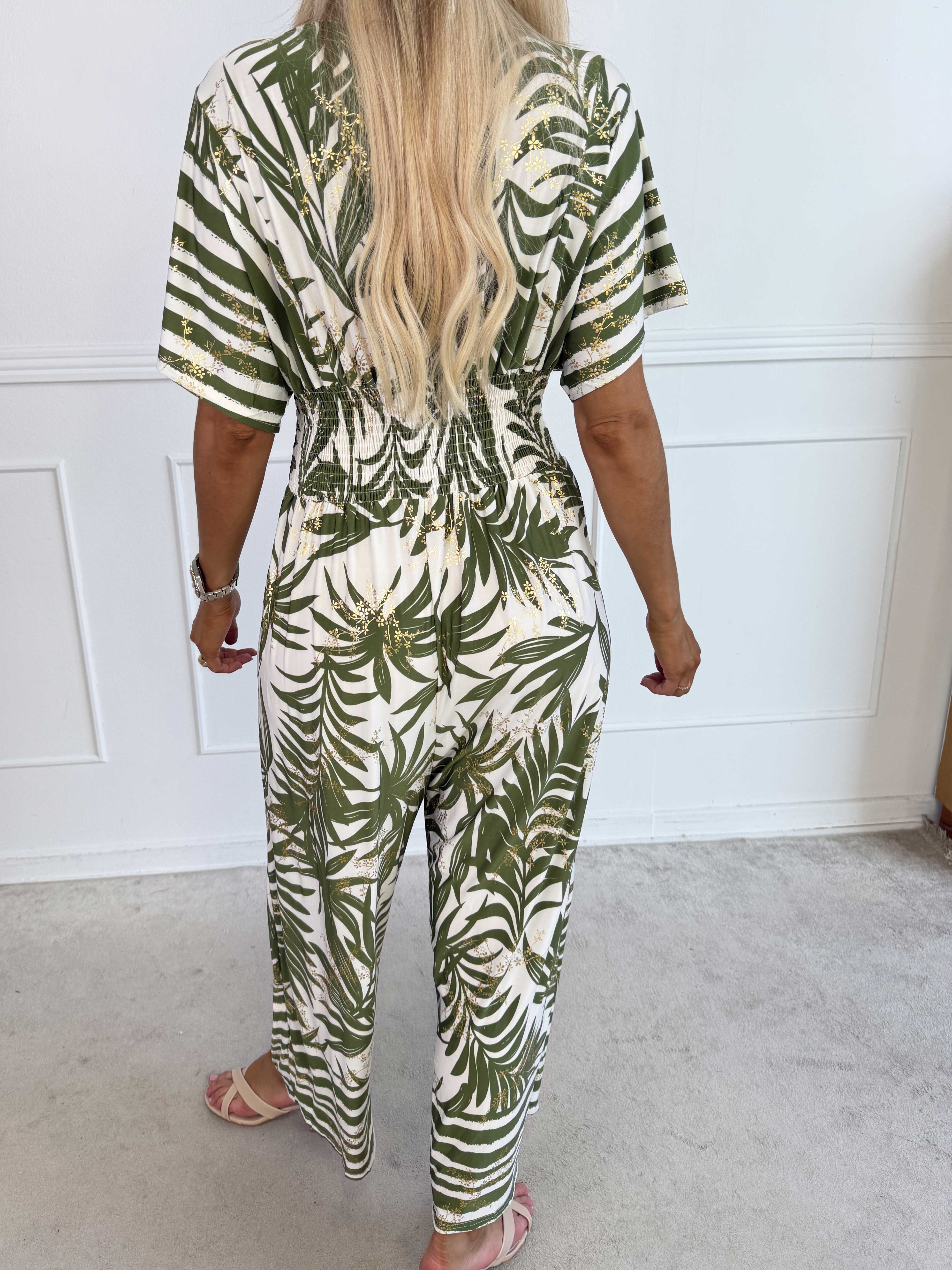 Pams Palm Jumpsuit - Elastisk buksedragt med palmeprint
